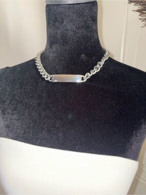 Silver ID Plate Chunky Chain Necklace - Brand Unlisted